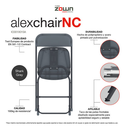Zown Set 8 Sillas Plegables Eventos Alexchair Blanco Polipropileno_3