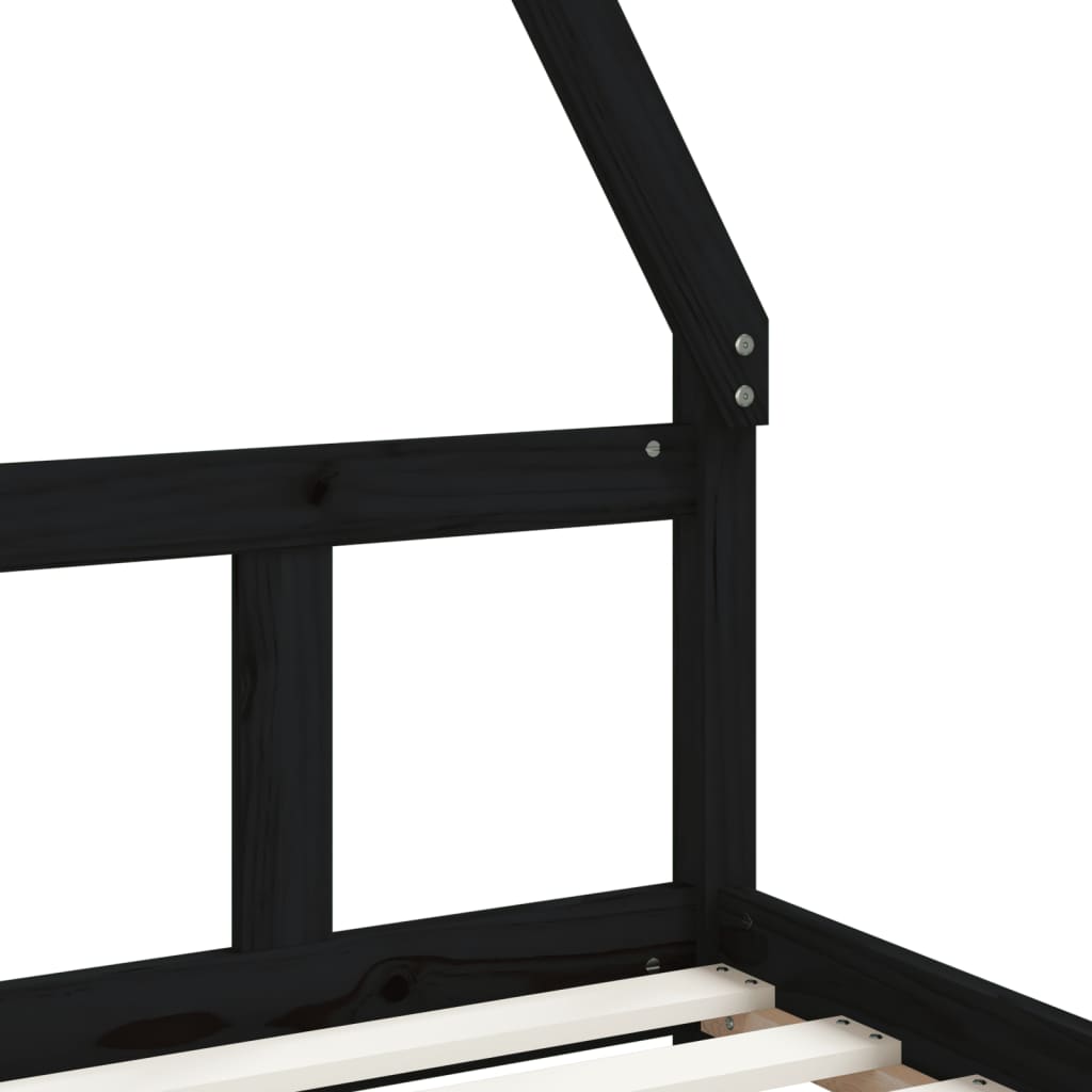 Estructura De Cama Para Niños Madera De Pino Negro 90x200 Cm / Vetonek_3