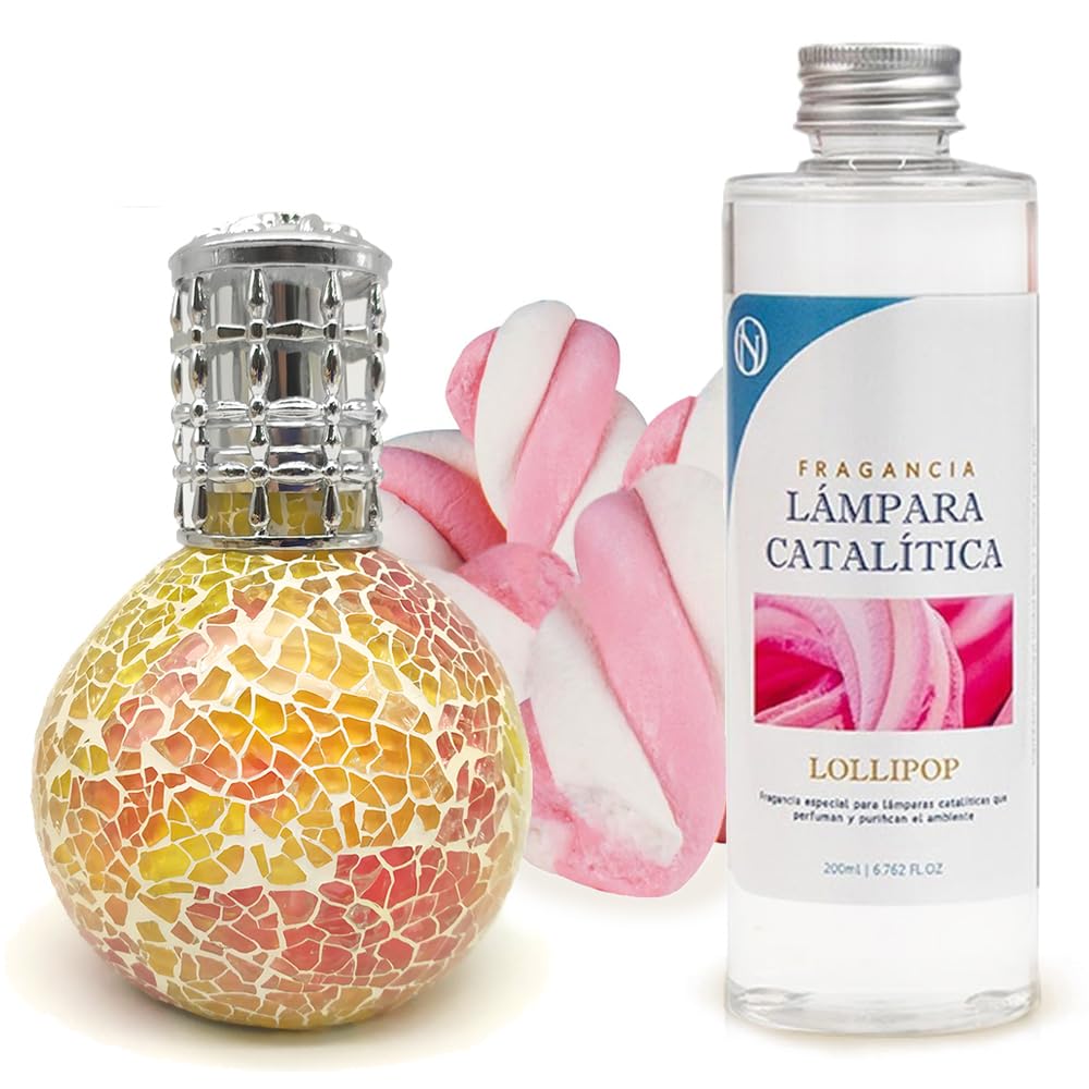 Lámpara Catalítica Mosaico Bicolor + Fragancia Lollipop 500ml - Elimina Malos Olores, Impurezas Y Perfuma_0