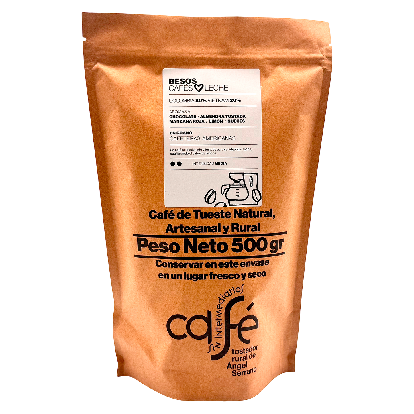 Cafe Sin Intermediarios Café Colombia Besos En Grano Para Americana 500 G_0