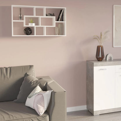 Fmd Estantería De Pared Rectangular Con 8 Compartimentos Blanca / Vetonek_1