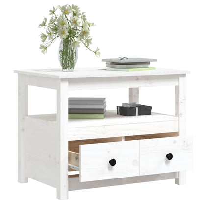Mesa De Centro De Madera Maciza De Pino Blanco 71x49x55 Cm_4