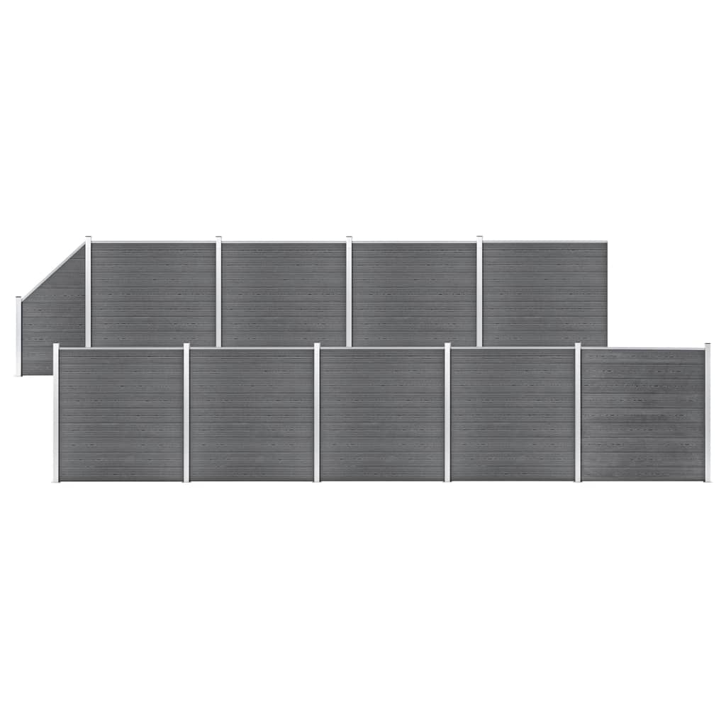 Set De Valla 9 Cuadradas + 1 Oblicua Wpc Gris 1657x186 Cm / Vetonek_0