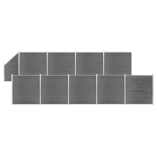 Set De Valla 9 Cuadradas + 1 Oblicua Wpc Gris 1657x186 Cm / Vetonek_0