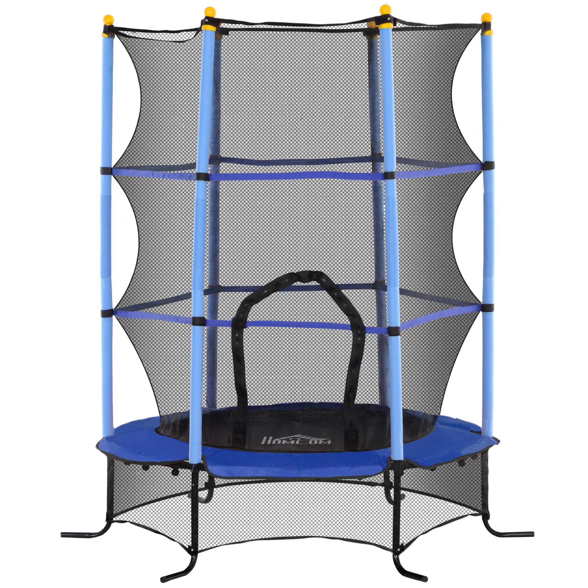 Homcom Cama Elástica Infantil Ø163 Cm Con Red De Seguridad Azul Y Negro_0