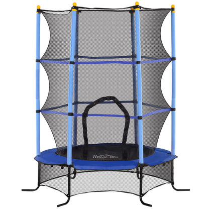 Homcom Cama Elástica Infantil Ø163 Cm Con Red De Seguridad Azul Y Negro_0