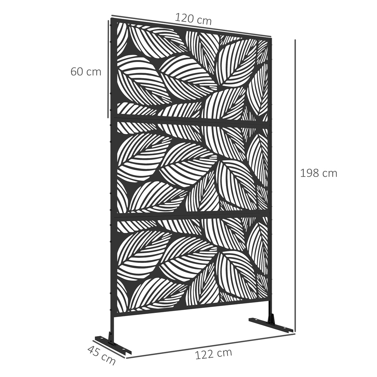Biombo Exterior Outsunny Acero Negro 122x45x198 Cm_2