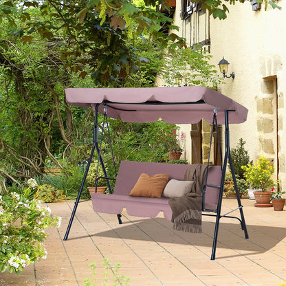 Outsunny Columpio De Jardín De 3 Plazas Con Techo Ajustable Acero 172x110x153 Cm_1