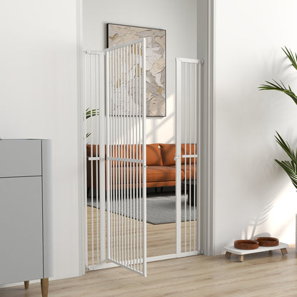 Pawhut Barrera Para Perros Con Ancho Ajustable 77-104 Cm Con Extensiones Blanco_4