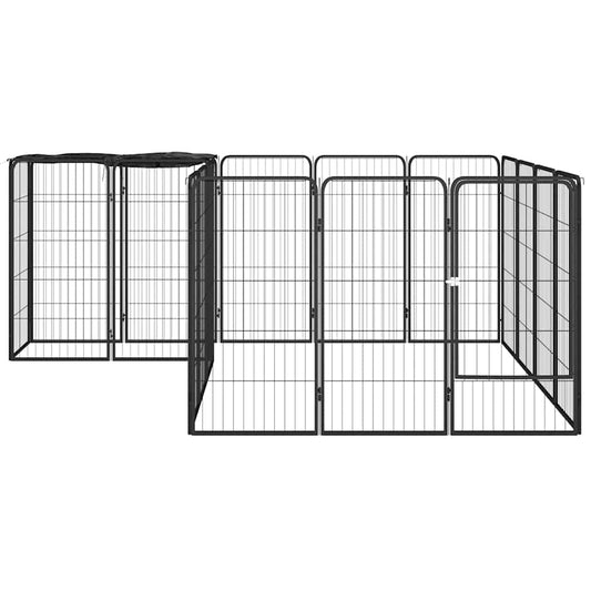 Jaula Perros 18 Paneles Acero Recubierto Polvo Negro 50x100 Cm_0