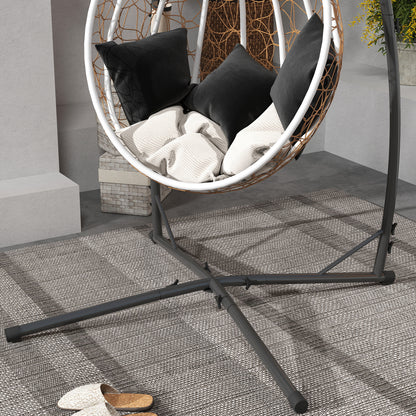 Outsunny Soporte Para Silla Colgante De Acero Con Base Establey Portavaso Negro_4