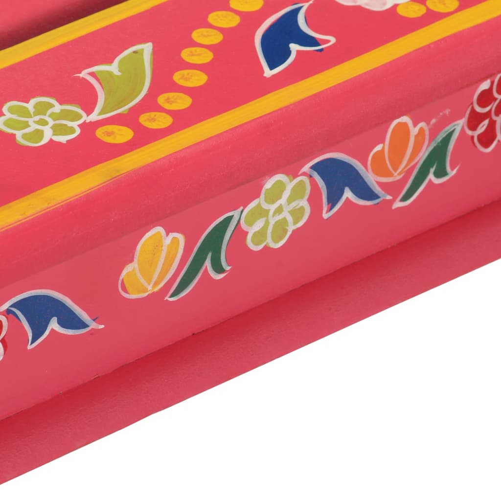 Mesa De Centro Madera Maciza De Mango Rosa Pintada A Mano_3