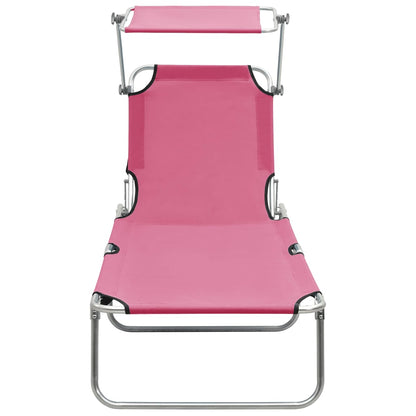 Tumbona Plegable Con Toldo Aluminio Rosa_2