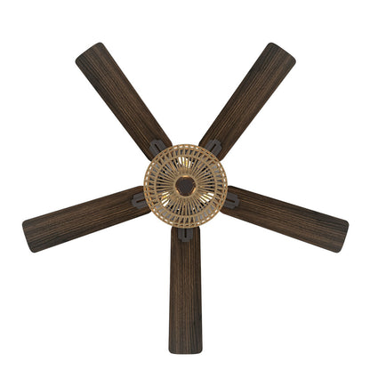 Ventilador Dc Cesta Negro 3xe27 5 Aspas Nogal/roble 6 Velocidades 55/67x132x132cm C/remoto Y Temporizador_3