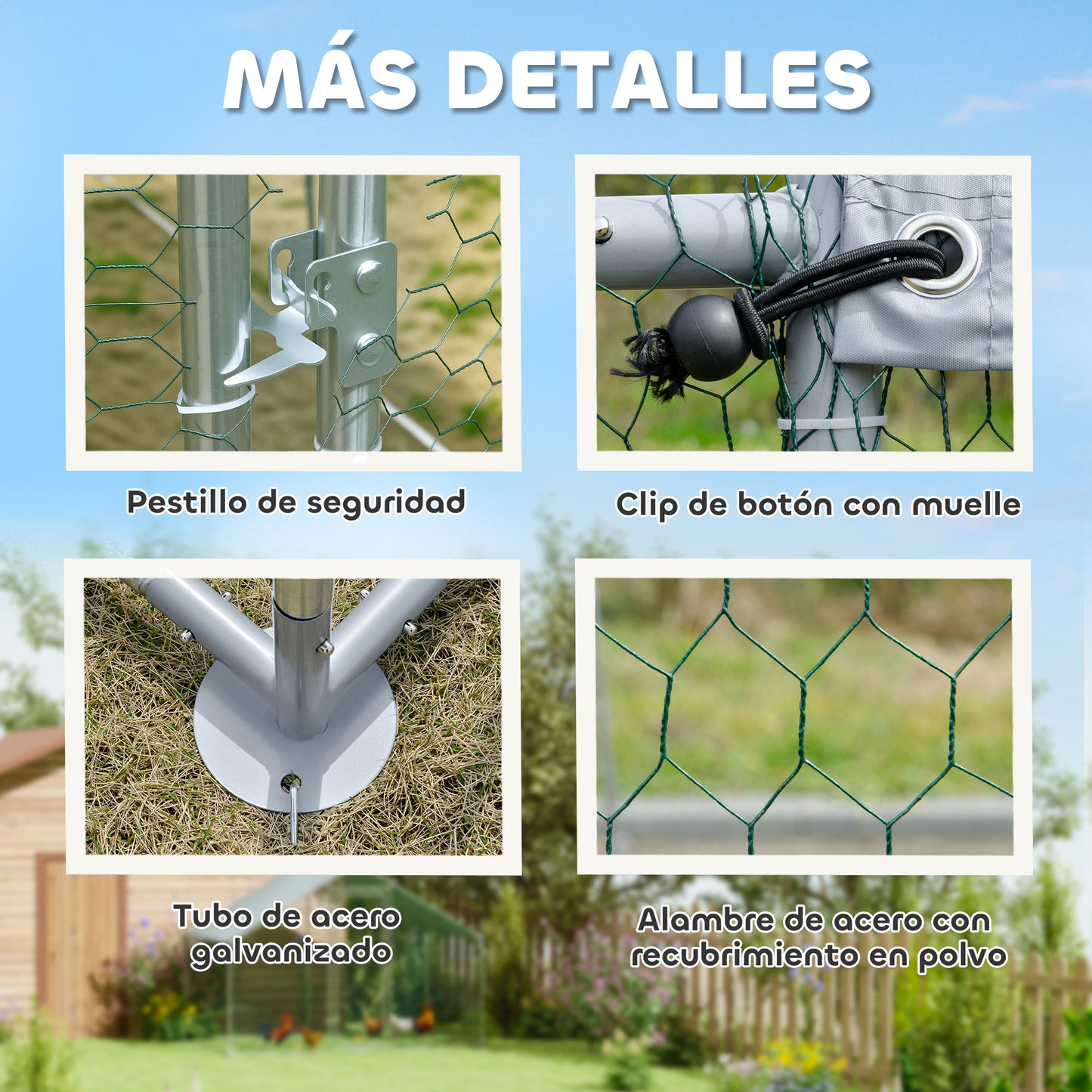 Pawhut Gallinero Para Exterior 3x3,4x1,9 M Con Cubierta Anti-uv E Impermeable_5