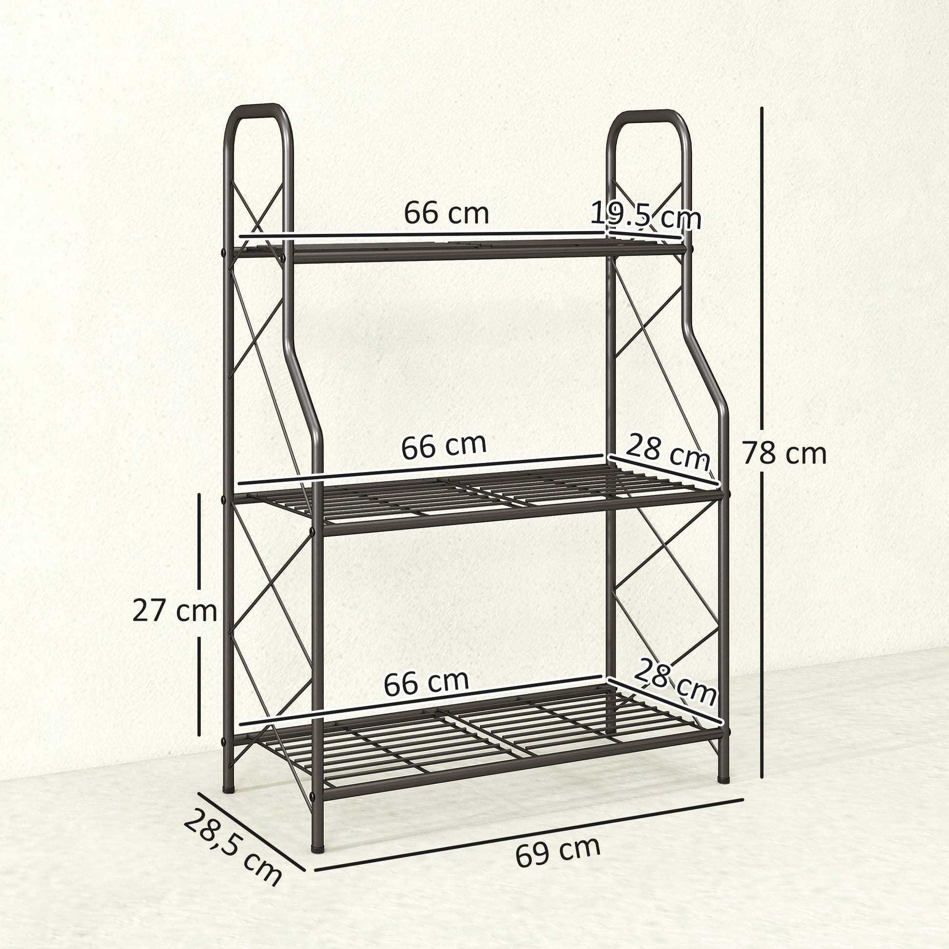 Outsunny Soporte Para Plantas De 3 Niveles De Metal 69x28,5x78 Cm Negro_2