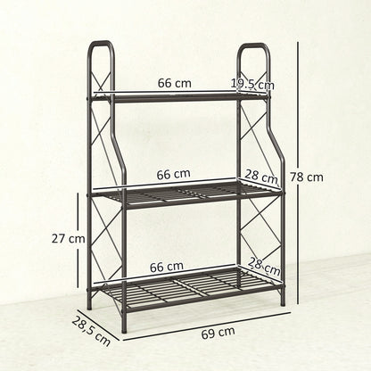 Outsunny Soporte Para Plantas De 3 Niveles De Metal 69x28,5x78 Cm Negro_2