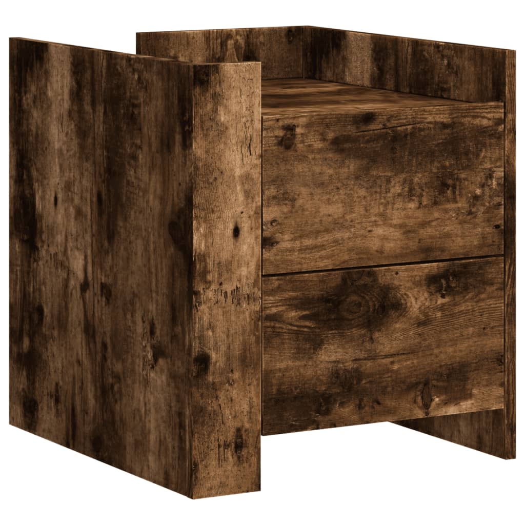 Mesita De Noche Madera De Ingeniería Roble Ahumado 45x50x50 Cm_0
