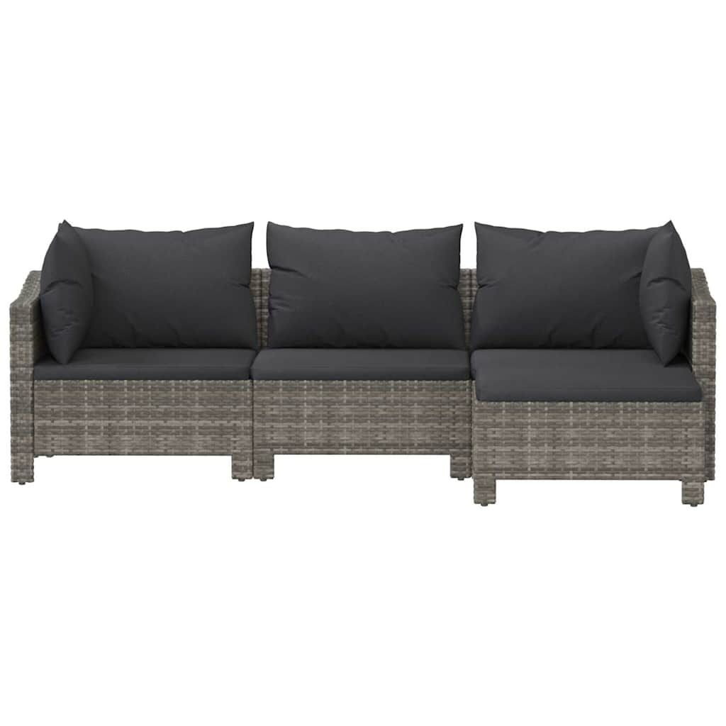Vidaxl Set De Muebles De Jardín 4 Pzas Y Cojines Ratán Sintético Gris_3