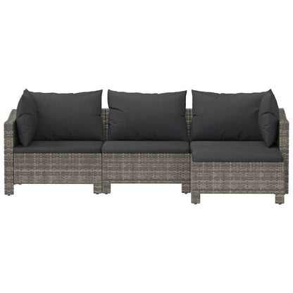 Vidaxl Set De Muebles De Jardín 4 Pzas Y Cojines Ratán Sintético Gris_3