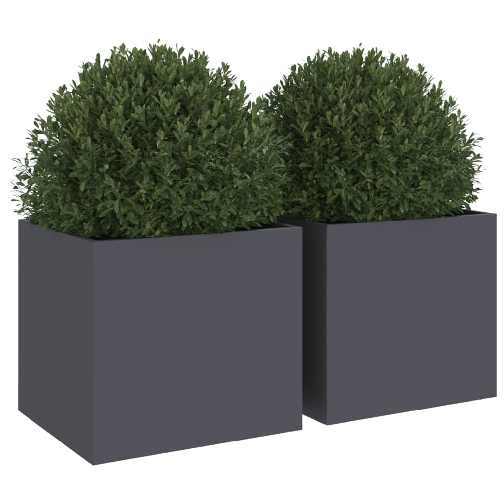 Jardineras 2 Unidades Acero Laminado En Frío Gris Antracita 32x30x29 Cm_3