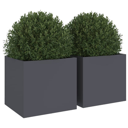 Jardineras 2 Unidades Acero Gris Antracita 32x30x29 Cm_3