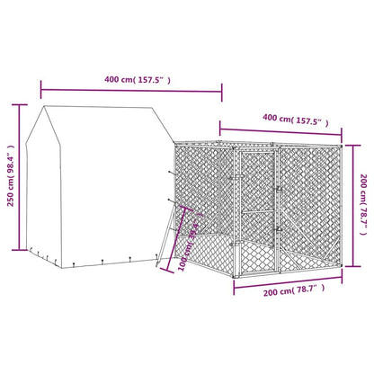 Vidaxl Perrera De Exterior Con Techo Acero Galvanizado Plata 4x4x2,5 M_2