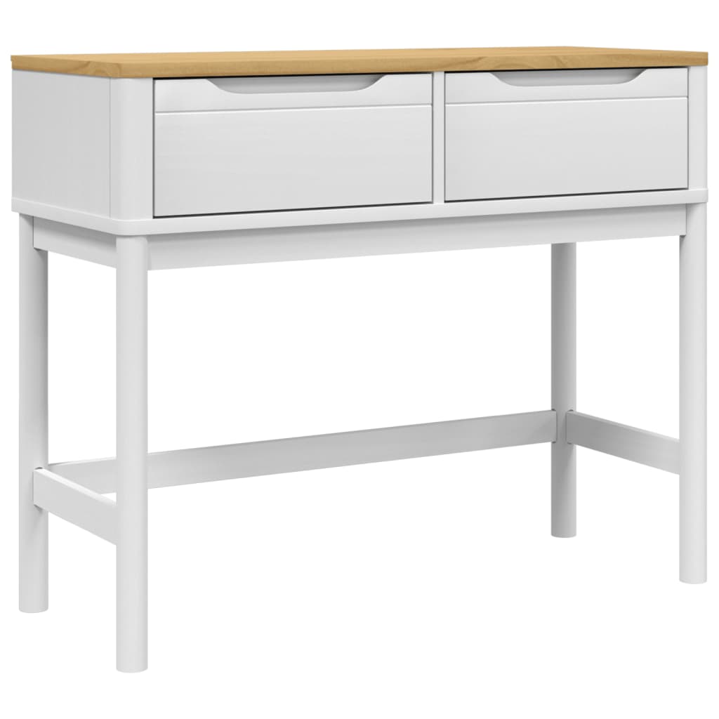 Mesa Consola Floro Madera Maciza De Pino Blanco 89,5x36,5x73 Cm_0