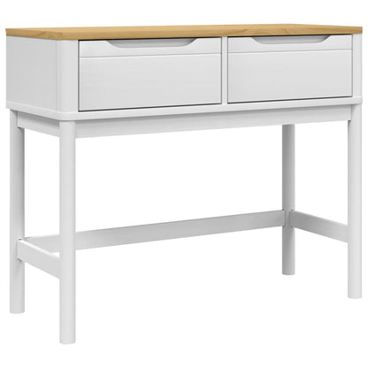 Mesa Consola Floro Madera Maciza De Pino Blanco 89,5x36,5x73 Cm_0