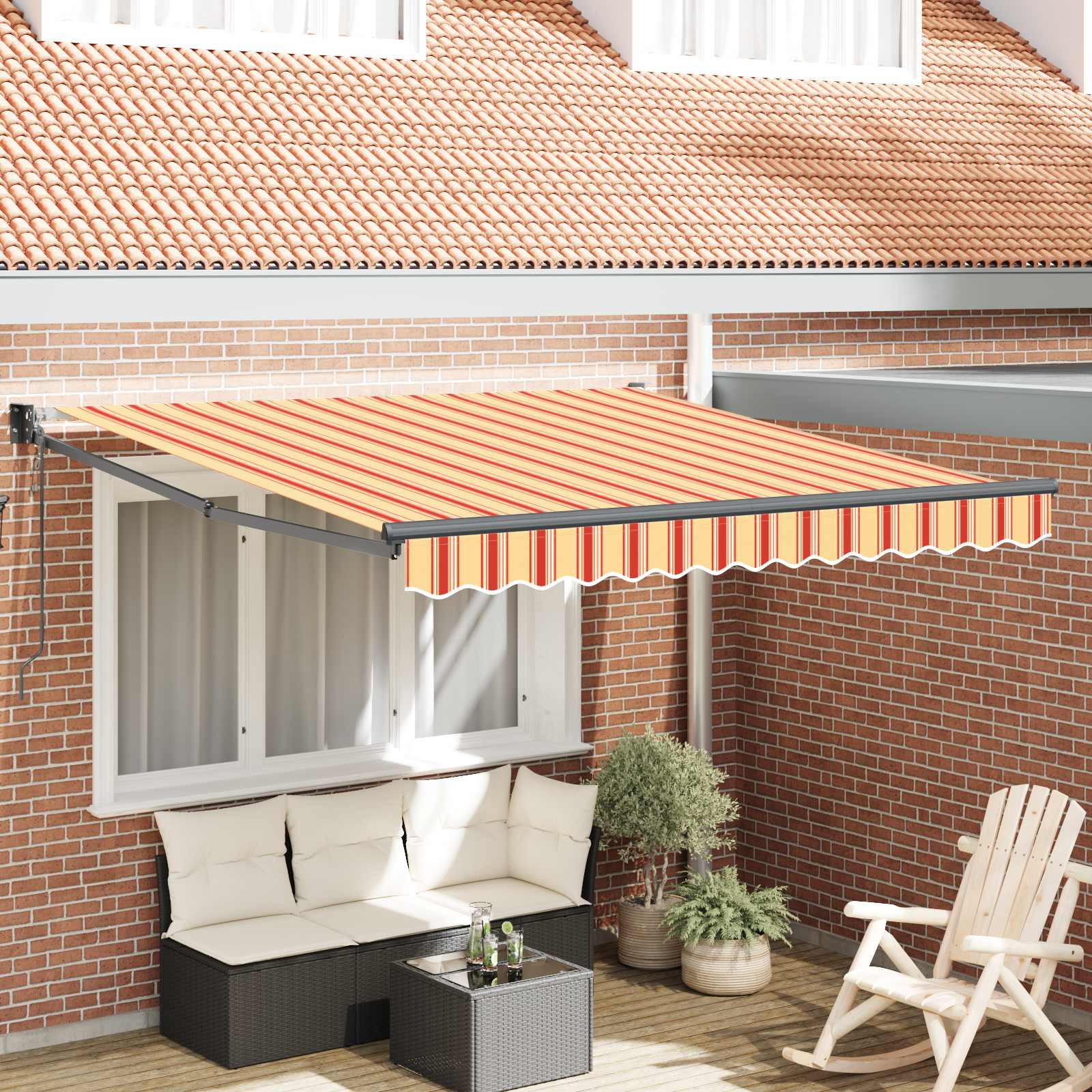 Toldo Retráctil Amarillo Y Naranja 350 X 250 X 165 Cm_1