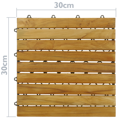 Baldosas 30 X 30 Cm 9 Listones En Madera De Teca Certificada 10 Unidades_2