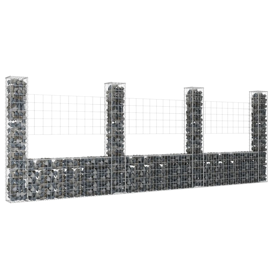 Cesta De Gaviones Forma De U 4 Postes De Hierro 380x20x150 Cm / Vetonek_2