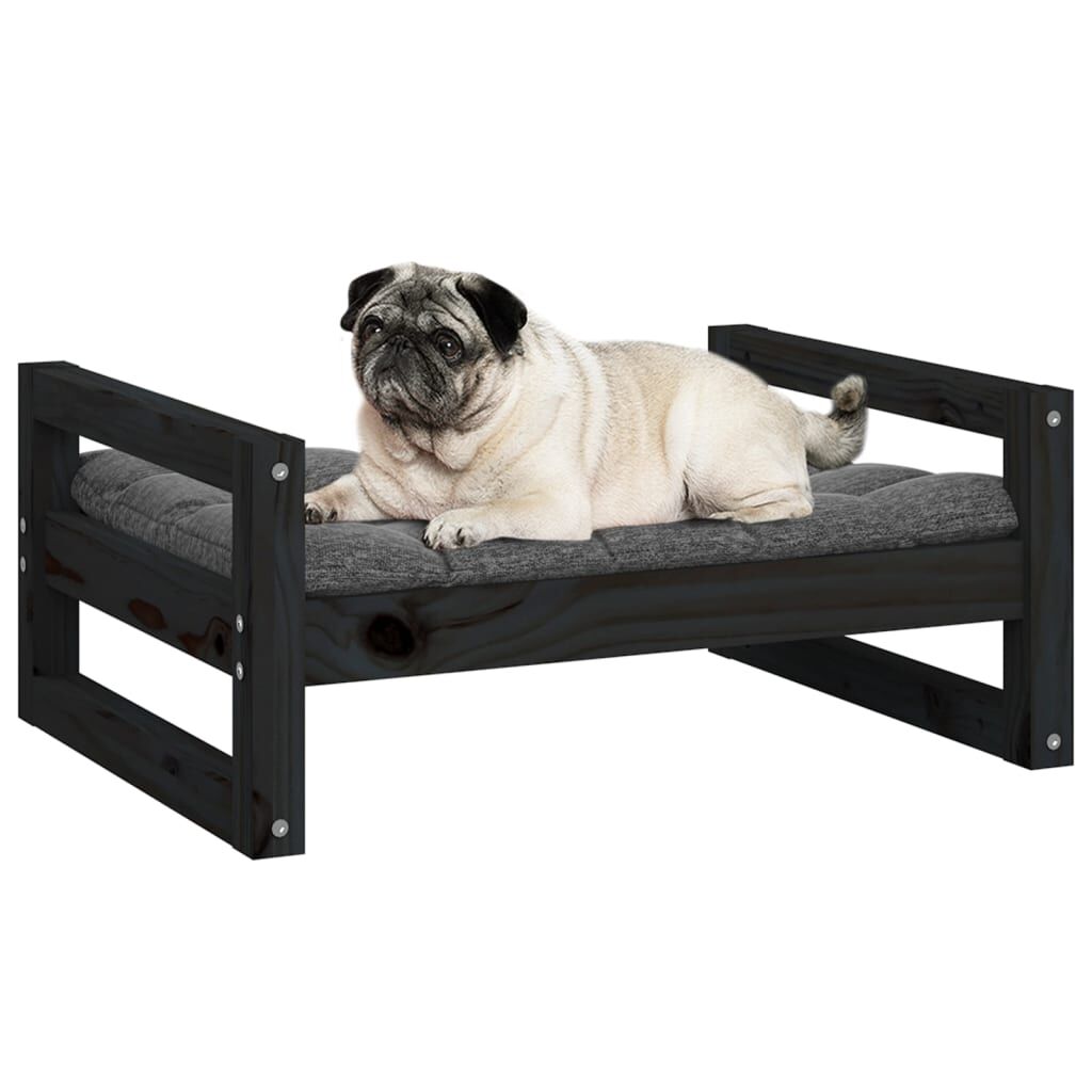 Vidaxl Cama Para Perros Madera Maciza De Pino Negro 65,5x50,5x28 Cm_3