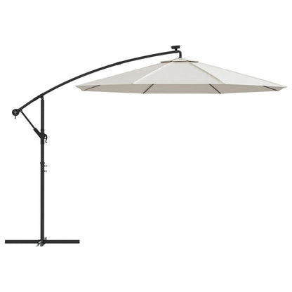 Vidaxl Sombrilla Colgante Con Luces Led Y Palo De Metal Arena 300 Cm_3