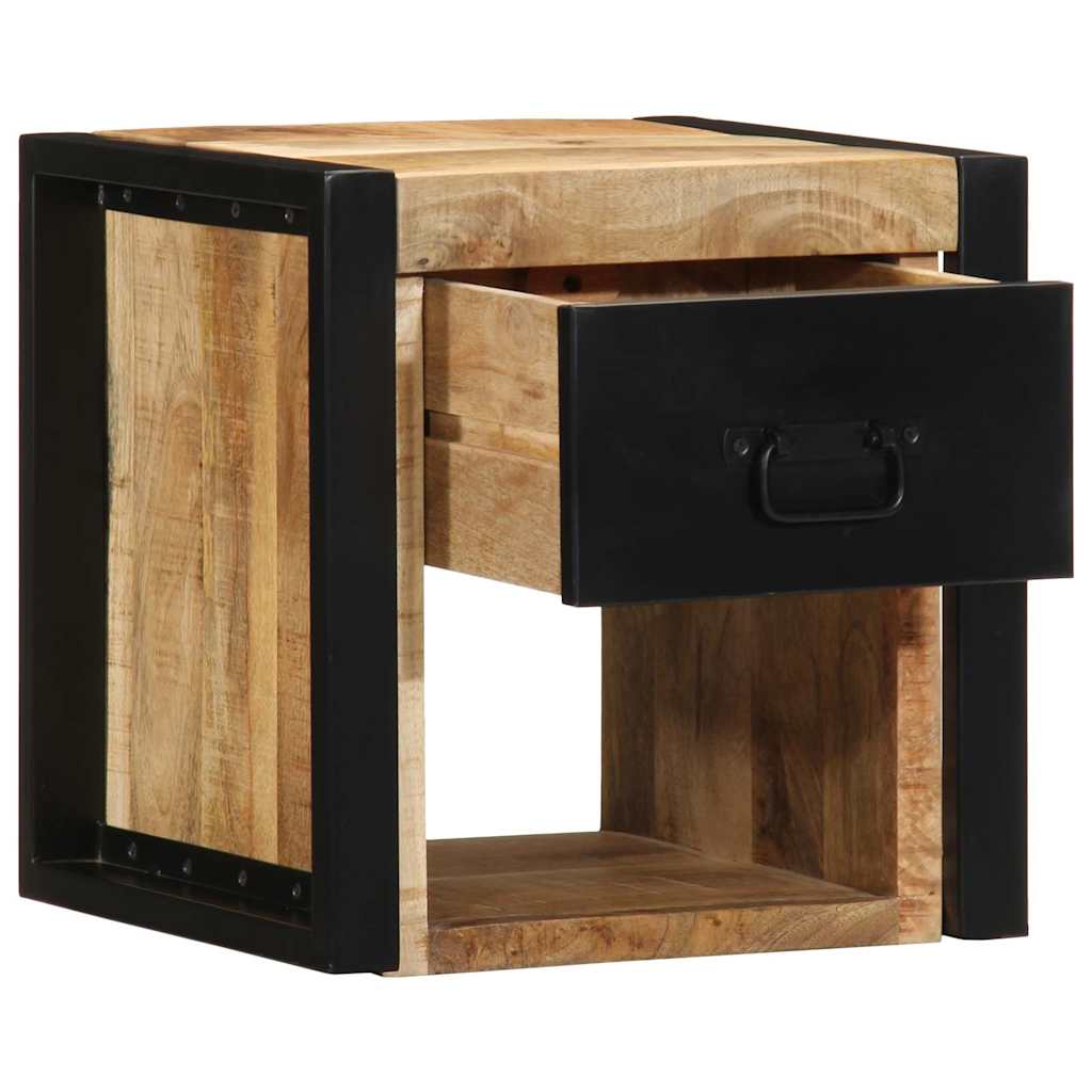 Mesitas De Noche 2 Uds 40x35x40 Cm Madera Maciza Rugosa Mango_1