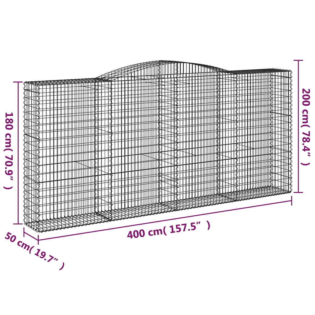 Cestas De Gaviones 10 Uds Forma De Arco Hierro 400x50x180/200cm_5