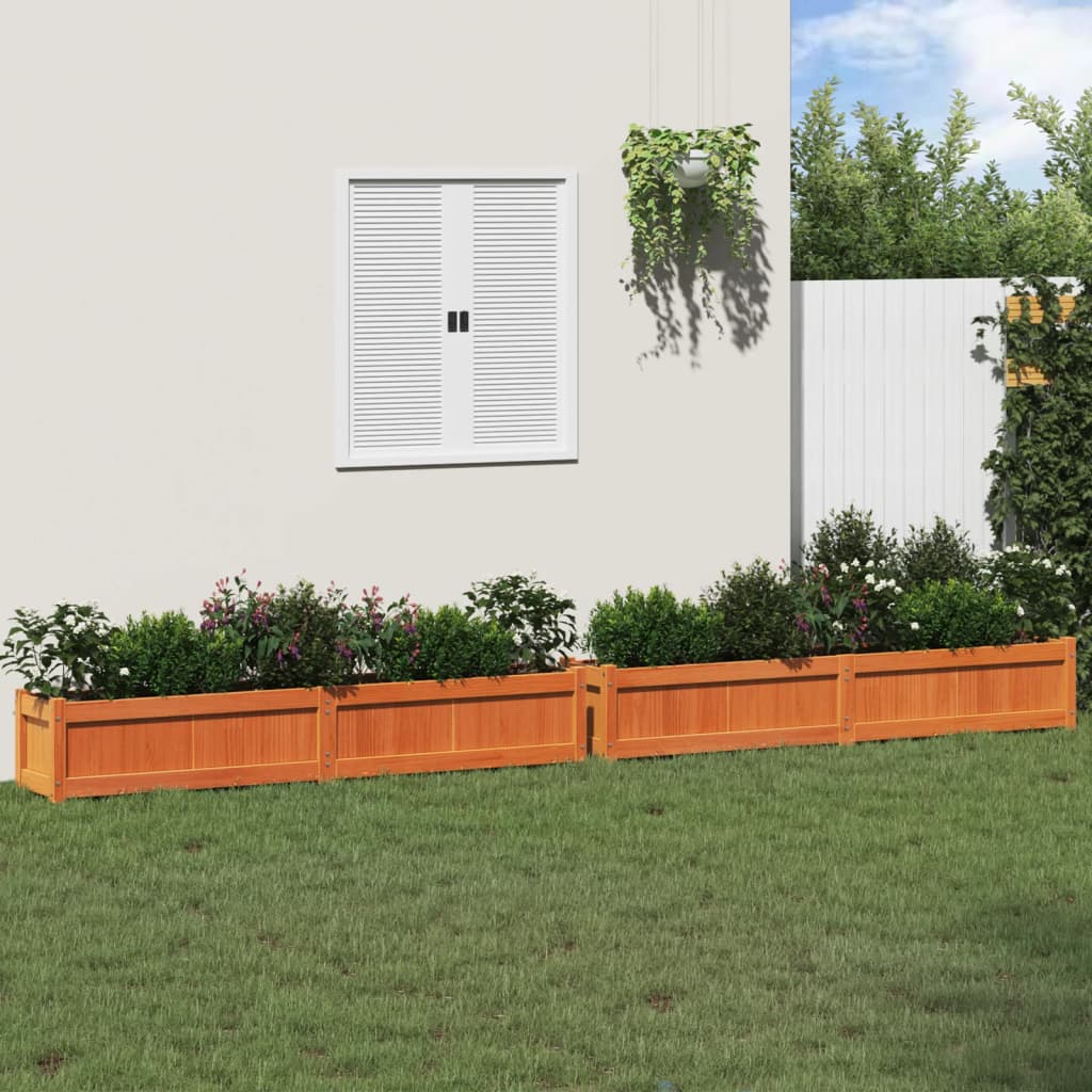 Jardineras De Exterior 2 Uds Madera Maciza De Pino Marrón Cera_1