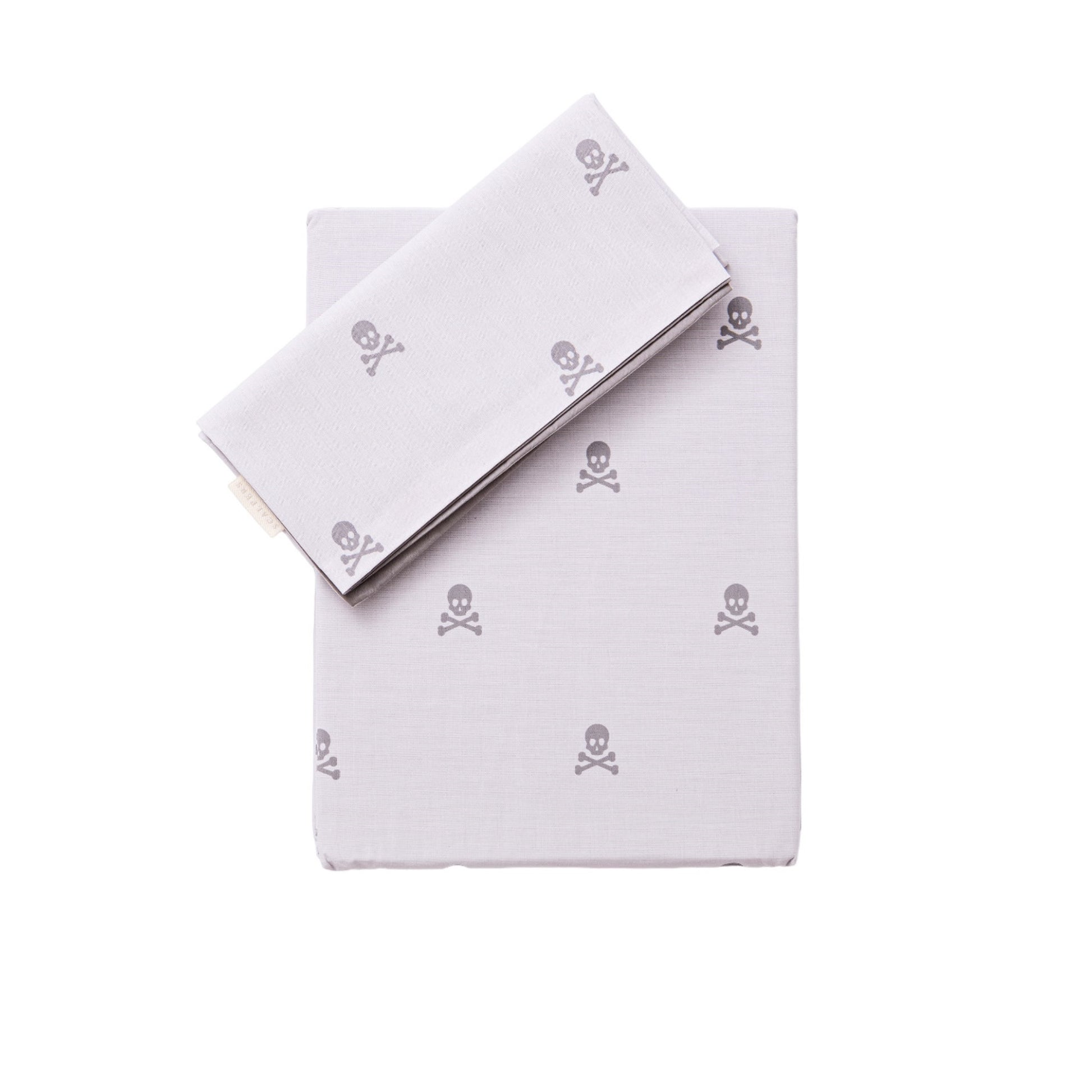 Set Cama (funda Nórdica 155x220cm + Funda Almohada 45x110cm) 100% Algodón Gris Oscuro Y Gris Claro Calaveras Scalpers Home_0