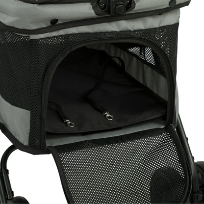 Pawhut Cochecito Para Perros Plegable De 4 Ruedas Ventanas De Malla Y Cojín Gris_4