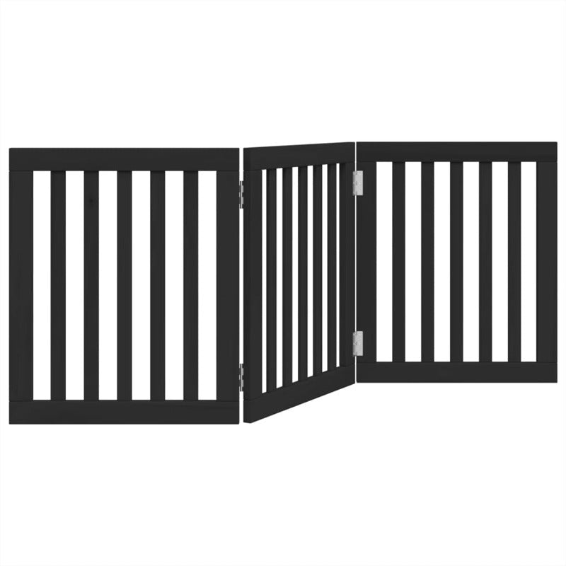 Vidaxl Puerta Para Perros Plegable 3 Paneles Madera Álamo Negra 150 Cm_5