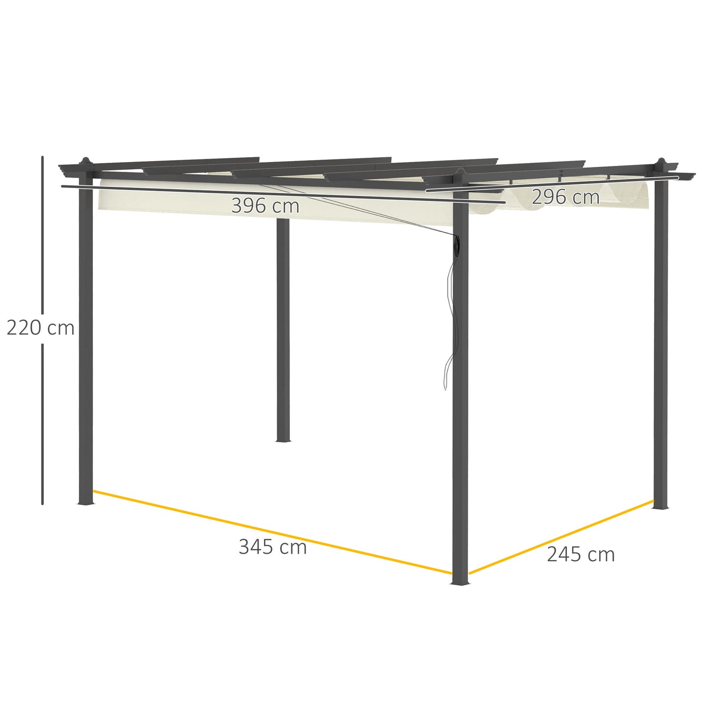 Outsunny Pérgola De Aluminio 4x3 M Con Techo Retráctil Poliéster Para Exterior_2