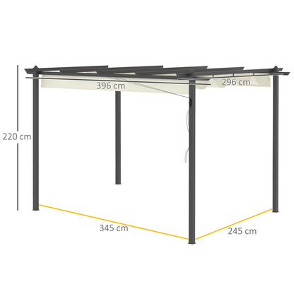 Outsunny Pérgola De Aluminio 4x3 M Con Techo Retráctil Poliéster Para Exterior_2
