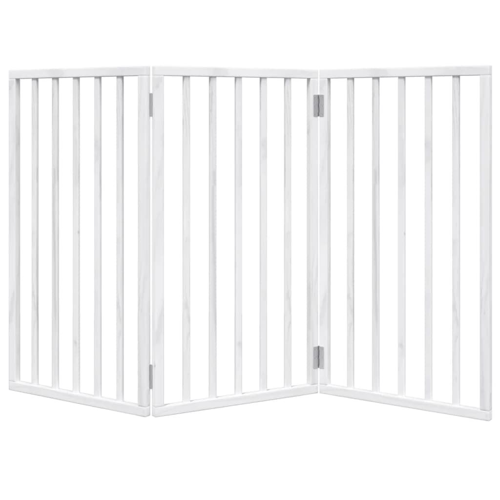 Vidaxl Puerta Para Perros Plegable De 3 Paneles, Color Blanco, 150 Cm, Madera De Álamo_3