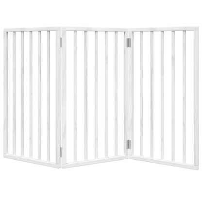 Vidaxl Puerta Para Perros Plegable De 3 Paneles, Color Blanco, 150 Cm, Madera De Álamo_3