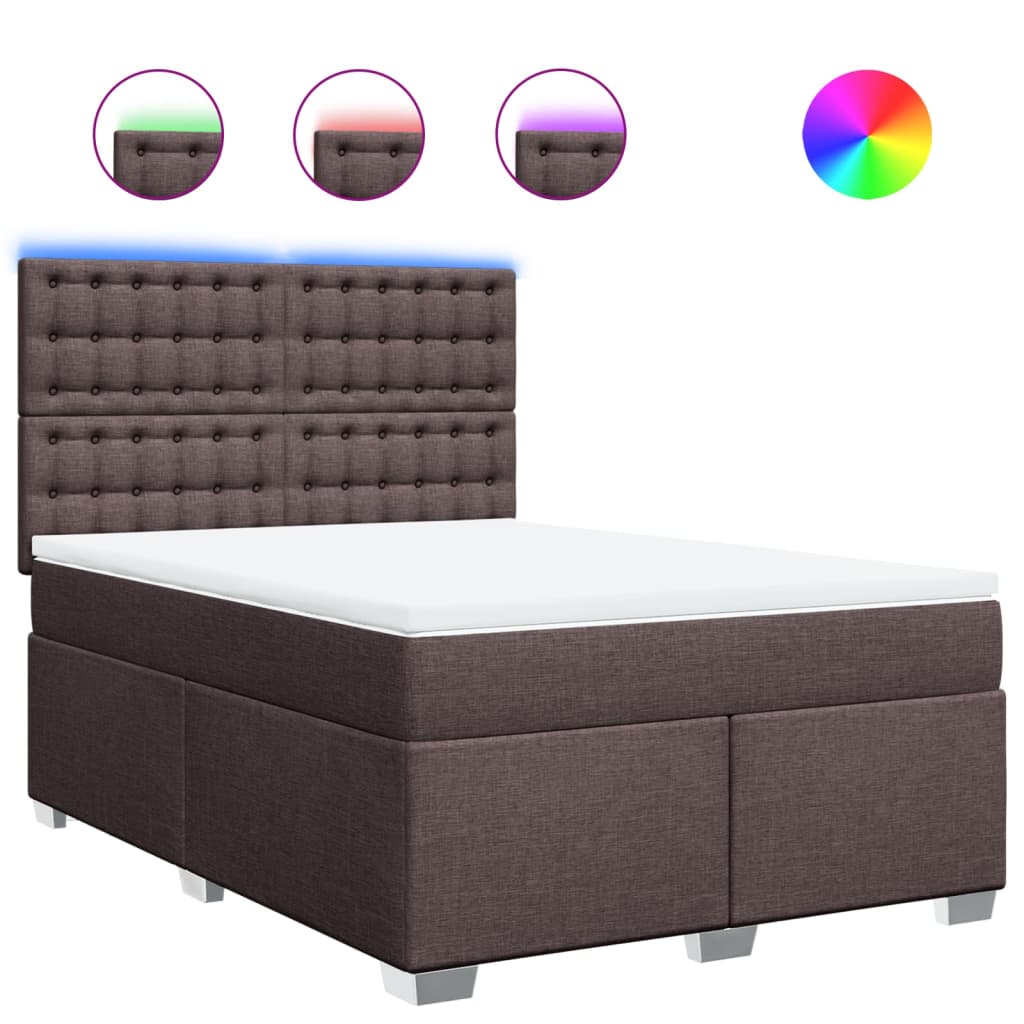 Cama Box Spring Con Colchón Tela Marrón Oscuro 160x200 Cm / Vetonek_3