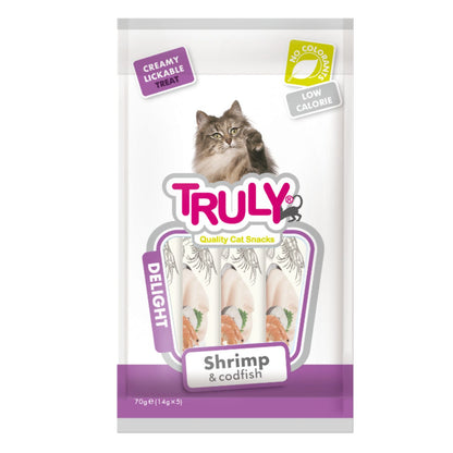 Stick De Crema Para Gato De Camaron Y Bacalao 12 Bolsas X 70 Gr (12 X 5 Sticks)