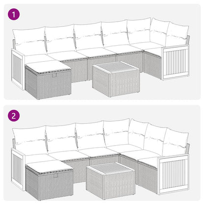 Set De Sofás De Jardín Y Cojines 8 Piezas Ratán Sintético Beige / Vetonek_5
