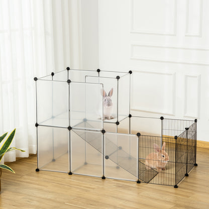 Valla Para Animales Pequeños Diy Pawhut 140x70x90 Cm Negro Translúcido_1