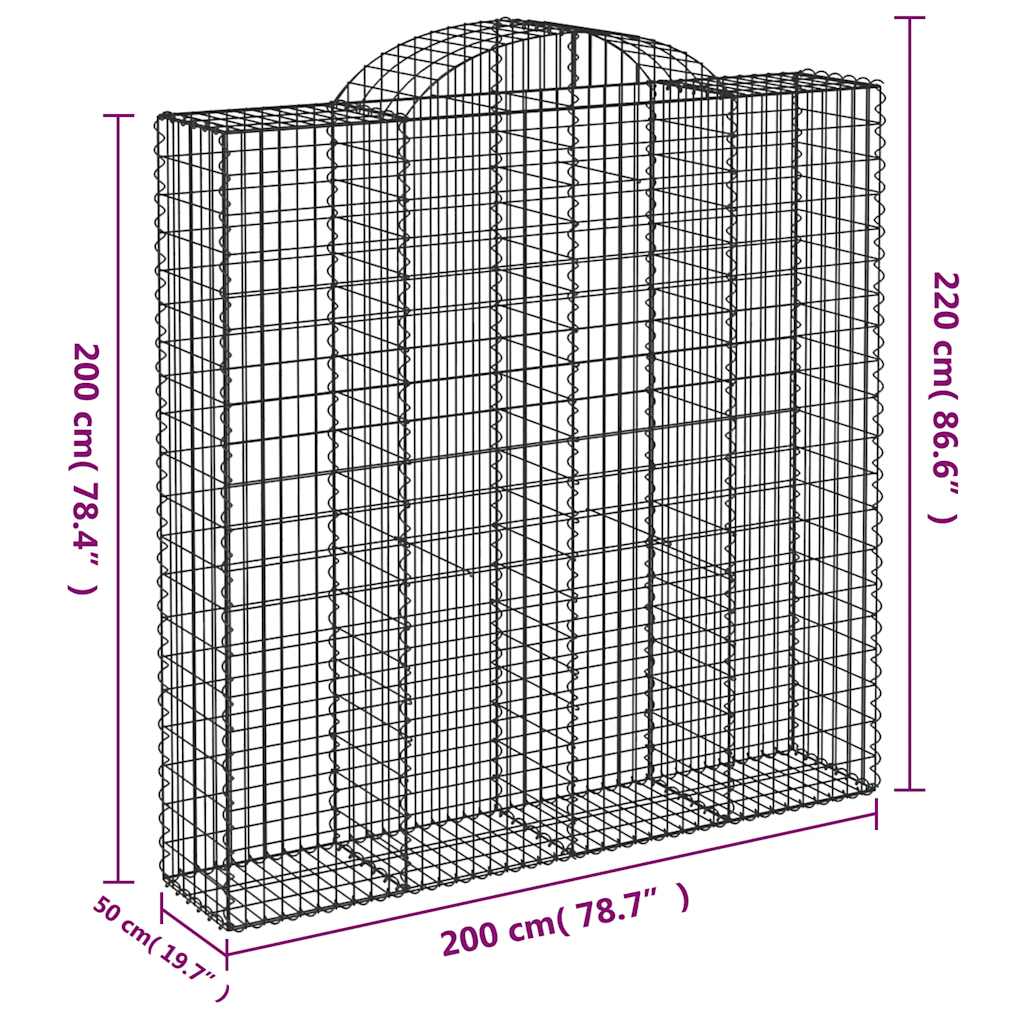 Cestas De Gaviones 9 Uds Forma De Arco Hierro 200x50x200/220 Cm_5