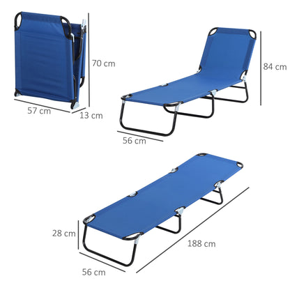 Tumbona Reclinable Plegable Para Exterior Outsunny 190x56x28 Cm Azul_2